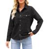 imageGRAPENT Denim Button Down Shirts for Women Long Sleeve Western Top Casual Cotton Relaxed Fit Jean Shirt Jacket ShacketWashed Black