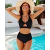 imageGRAPENT Bikini Sets for Women High Waisted Bathing Suits Cut Out 2 Pieces Swimsuits Beach Outfit Twist Swimming WearBlack