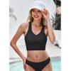 imageGRAPENT Bikini Tops for Women Cropped Tankini Tops Beach Padded Modest Adjustable Sporty Swimsuit Tank Swimwear Top OnlyBlack