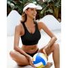imageGRAPENT Bikini Tops for Women Cropped Tankini Tops Beach Padded Modest Adjustable Sporty Swimsuit Tank Swimwear Top OnlyBlack