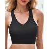 imageGRAPENT Bikini Tops for Women Cropped Tankini Tops Beach Padded Modest Adjustable Sporty Swimsuit Tank Swimwear Top OnlyBlack