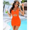 imageGRAPENT One Piece Bathing Suit for Women with Skirt Cutout Swimsuits Criss Cross Swim Dress Colorblock Tie Back SwimwearOrange