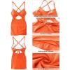 imageGRAPENT One Piece Bathing Suit for Women with Skirt Cutout Swimsuits Criss Cross Swim Dress Colorblock Tie Back SwimwearOrange