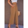 imageGRAPENT Wide Leg Capri Pants for Women High Waisted Linen Flowy Pleated Capris Cropped Trousers Pants Dressy CasualBrown