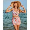 imageGRAPENT Womens High Waist Tulip Hem Shirring Swim Skirt Swimsuit Bikini BottomBlossom
