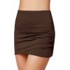 imageGRAPENT Womens High Waist Tulip Hem Shirring Swim Skirt Swimsuit Bikini BottomDark Oak