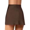 imageGRAPENT Womens High Waist Tulip Hem Shirring Swim Skirt Swimsuit Bikini BottomDark Oak