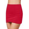 imageGRAPENT Womens High Waist Tulip Hem Shirring Swim Skirt Swimsuit Bikini BottomTrue Red