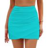 imageGRAPENT Womens High Waisted Bikini Bottoms Ruched Swimsuit Tulip Hem Swim SkirtC Ruched Aqua Blue