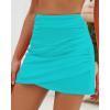 imageGRAPENT Womens High Waisted Bikini Bottoms Ruched Swimsuit Tulip Hem Swim SkirtC Ruched Aqua Blue