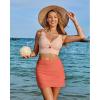 imageGRAPENT Womens High Waisted Bikini Bottoms Ruched Swimsuit Tulip Hem Swim SkirtC Ruched Camellia