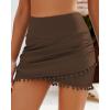 imageGRAPENT Womens High Waisted Bikini Bottoms Ruched Swimsuit Tulip Hem Swim SkirtE Mid Waist Chocolate Brown