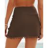 imageGRAPENT Womens High Waisted Bikini Bottoms Ruched Swimsuit Tulip Hem Swim SkirtE Mid Waist Chocolate Brown