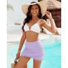 imageGRAPENT Womens High Waisted Bikini Bottoms Ruched Swimsuit Tulip Hem Swim SkirtE Mid Waist Lavender