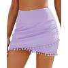 imageGRAPENT Womens High Waisted Bikini Bottoms Ruched Swimsuit Tulip Hem Swim SkirtE Mid Waist Lavender