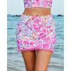 imageGRAPENT Womens High Waisted Bikini Bottoms Ruched Swimsuit Tulip Hem Swim SkirtE Mid Waist Pink Blossom
