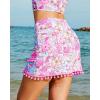 imageGRAPENT Womens High Waisted Bikini Bottoms Ruched Swimsuit Tulip Hem Swim SkirtE Mid Waist Pink Blossom