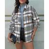 imageGRAPENT Womens Shacket Jacket Oversized Plaid Flannel Button Down Shirt Jackets Long Sleeve CoatsGrey  Brown Plaid