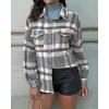 imageGRAPENT Womens Shacket Jacket Oversized Plaid Flannel Button Down Shirt Jackets Long Sleeve CoatsGrey  Brown Plaid