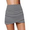 imageGRAPENT Womens High Waist Tulip Hem Shirring Swim Skirt Swimsuit Bikini BottomStriped Print