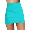 imageGRAPENT Womens High Waisted Bikini Bottoms Ruched Swimsuit Tulip Hem Swim SkirtC Ruched Aqua Blue