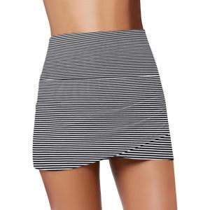 imageGRAPENT Womens High Waist Tulip Hem Shirring Swim Skirt Swimsuit Bikini BottomStriped Print