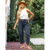 imageGRAPENT Barrel Jeans for Women Trendy High Waisted Wide Leg Baggy Cropped Relax Fit Stretch Denim Trouser Ankle PantsVintage Dark Blue