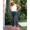 imageGRAPENT Barrel Jeans for Women Trendy High Waisted Wide Leg Baggy Cropped Relax Fit Stretch Denim Trouser Ankle PantsVintage Dark Blue