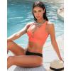imageGRAPENT Bikini Tops for Women Cropped Tankini Tops Beach Padded Knot Twist Cut Out Adjustable Tank Swimwear Top OnlyCamellia
