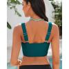 imageGRAPENT Bikini Tops for Women Cropped Tankini Tops Beach Padded Knot Twist Cut Out Adjustable Tank Swimwear Top OnlyDark Lake Green