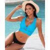 imageGRAPENT Bikini Tops for Women Cropped Tankini Tops Beach Padded Knot Twist Cut Out Adjustable Tank Swimwear Top OnlyHawaiian Ocean
