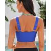 imageGRAPENT Bikini Tops for Women Cropped Tankini Tops Beach Padded Knot Twist Cut Out Adjustable Tank Swimwear Top OnlyNautical Blue