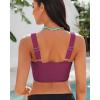 imageGRAPENT Bikini Tops for Women Cropped Tankini Tops Beach Padded Knot Twist Cut Out Adjustable Tank Swimwear Top OnlyPlum