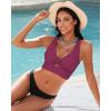 imageGRAPENT Bikini Tops for Women Cropped Tankini Tops Beach Padded Knot Twist Cut Out Adjustable Tank Swimwear Top OnlyPlum