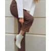 imageGRAPENT Jeans for Women Fleece Lined Pants High Waisted Stretchy Denim Straight Leg Baggy Jeans Sherpa Warm Winter ClothesPecan Brown