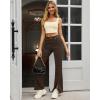 imageGRAPENT Womens Flare Jeans High Waisted Wide Leg Baggy Jean for Women Split Hem Stretch Denim PantsPecan Brown