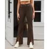 imageGRAPENT Womens Flare Jeans High Waisted Wide Leg Baggy Jean for Women Split Hem Stretch Denim PantsPecan Brown