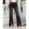 imageGRAPENT Womens Flare Jeans High Waisted Wide Leg Baggy Jean for Women Split Hem Stretch Denim PantsProper Black