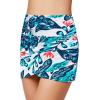 imageGRAPENT Womens High Waist Tulip Hem Shirring Swim Skirt Swimsuit Bikini BottomA 101 Blue Print