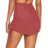 imageGRAPENT Womens High Waist Tulip Hem Shirring Swim Skirt Swimsuit Bikini BottomWtea Rose