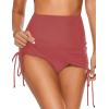 imageGRAPENT Womens High Waist Tulip Hem Shirring Swim Skirt Swimsuit Bikini BottomWtea Rose