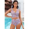 imageGRAPENT Womens High Waisted Swim Bottom Ruched Bikini Tankini Swimsuit BriefsBlue Floral
