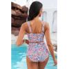 imageGRAPENT Womens High Waisted Swim Bottom Ruched Bikini Tankini Swimsuit BriefsBlue Floral