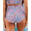 imageGRAPENT Womens High Waisted Swim Bottom Ruched Bikini Tankini Swimsuit BriefsBlue Floral