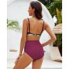 imageGRAPENT Womens High Waisted Swim Bottom Ruched Bikini Tankini Swimsuit BriefsPlum