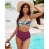 imageGRAPENT Womens High Waisted Swim Bottom Ruched Bikini Tankini Swimsuit BriefsPlum