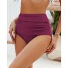 imageGRAPENT Womens High Waisted Swim Bottom Ruched Bikini Tankini Swimsuit BriefsPlum