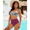 imageGRAPENT Womens High Waisted Swim Bottom Ruched Bikini Tankini Swimsuit BriefsPlum