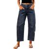 imageGRAPENT Barrel Jeans for Women Trendy High Waisted Wide Leg Baggy Cropped Relax Fit Stretch Denim Trouser Ankle PantsVintage Dark Blue