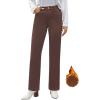 imageGRAPENT Jeans for Women Fleece Lined Pants High Waisted Stretchy Denim Straight Leg Baggy Jeans Sherpa Warm Winter ClothesPecan Brown
